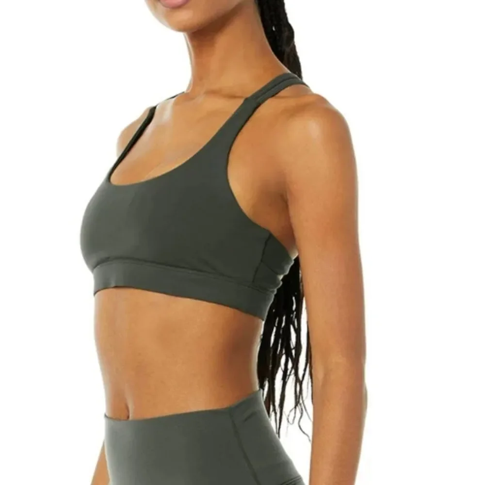 Alo Yoga Airbrush Suspension Sports Bra In Dark Cactus